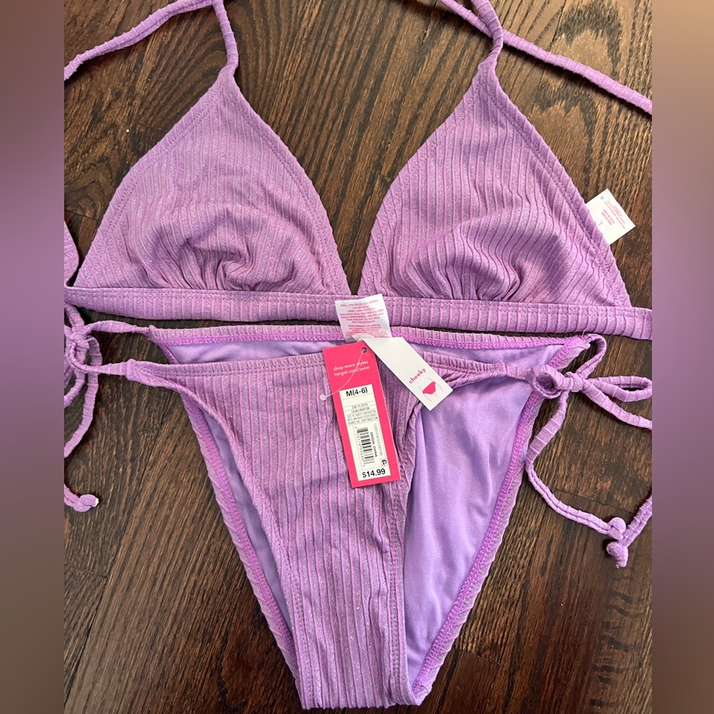 New with tags purple sparkle bikini triangle top